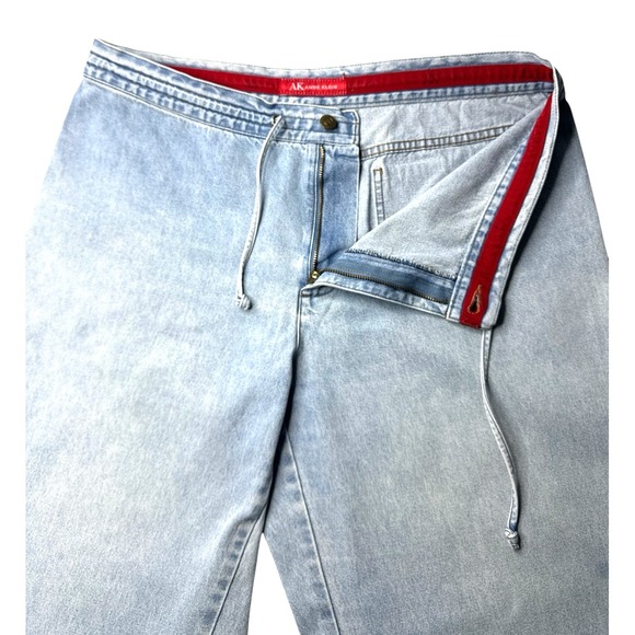 Anne Klein Women's Drawstring Jeans High Rise Wide Leg - Size XL, Light Blue - Picture 15 of 16